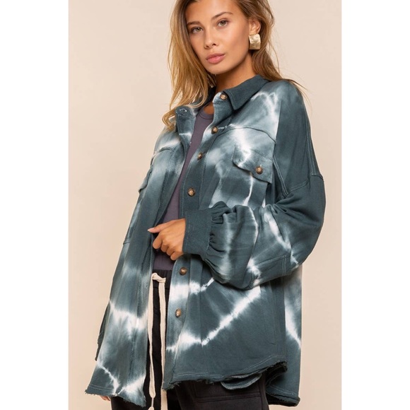 PRICE DROP Tie Dye Utility Jacket in Galaxy Navy Swirl - Picture 2 of 6